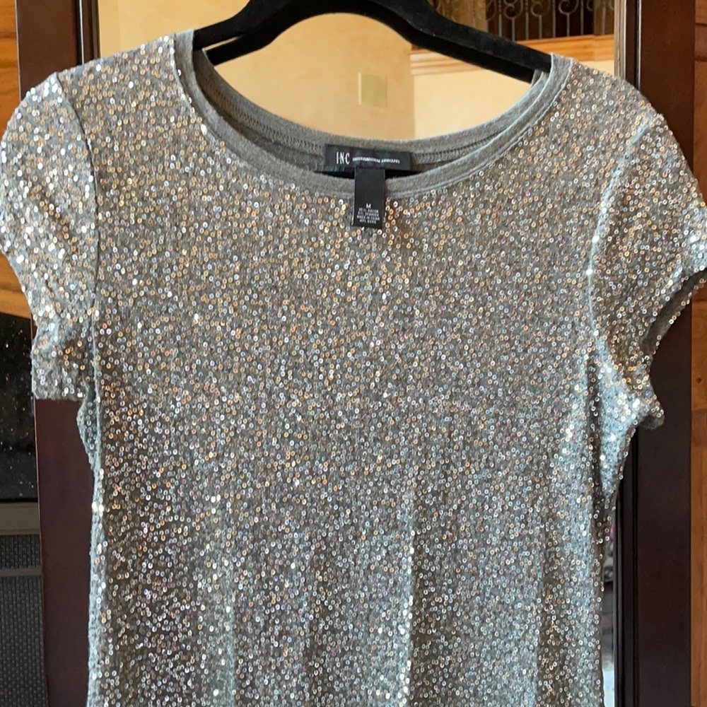 International Concepts brand sequin gray top